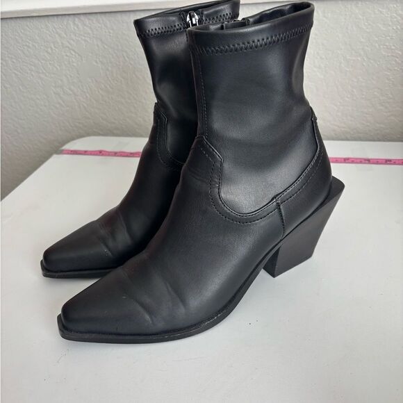 Steve Madden Alecia Western Booties Block Heel Pointed Toe - Picture 9 of 12